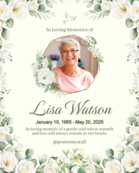 Yellow Floral Memorial Tribute Instagram Portrait template