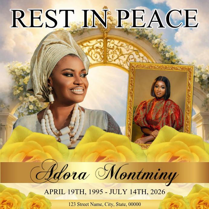 Yellow Floral Memorial Tribute Instagram Post Template | PosterMyWall