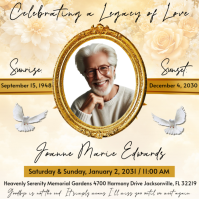 Yellow Floral Memorial Tribute Instagram Post template