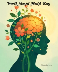 Yellow Floral Mental Health Day  Instagram Portrait template