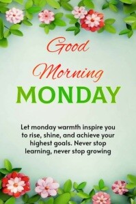 Yellow Floral Monday Quote Poster Póster template