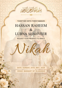 Yellow Floral Nikah Invitation A4 template