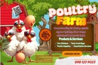 Yellow Floral Poultry Farm  Poster 海报 template