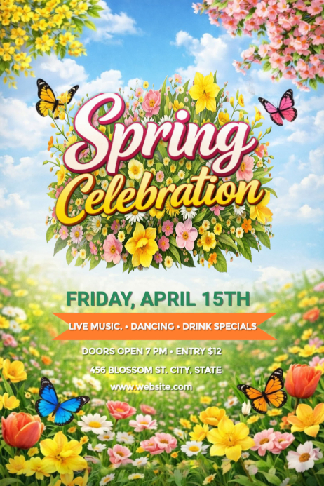 Copy of Yellow Floral Spring Celebration Poster | PosterMyWall