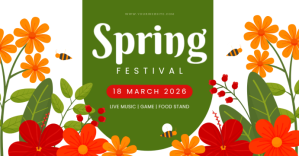 Yellow Floral Spring Festival Facebook Event Cover template