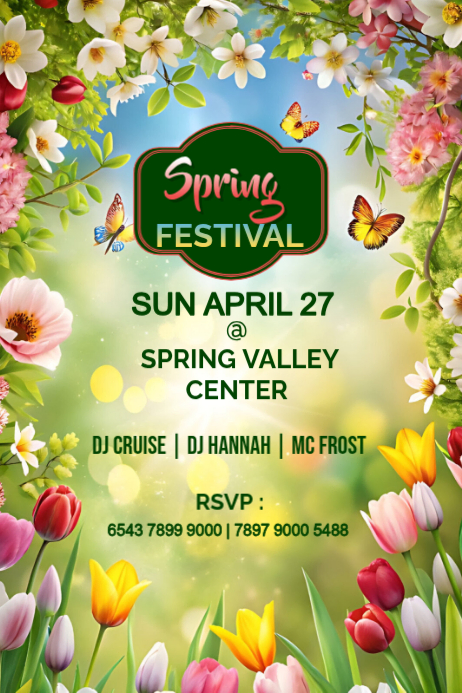 Yellow Floral Spring Festival Poster Template | PosterMyWall