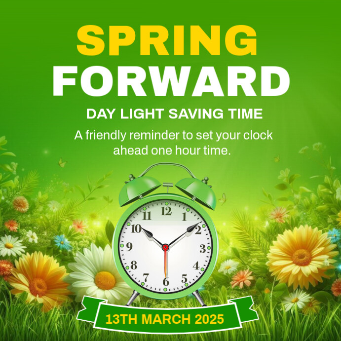 Spring Forward Post Yellow Floral Spring Forward Template Design Instagram Post | PosterMyWall