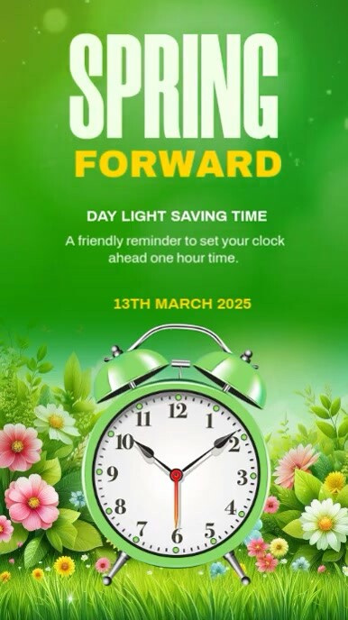 Spring Forward Templates Yellow Floral Spring Forward Template Design Instagram Reel | PosterMyWall