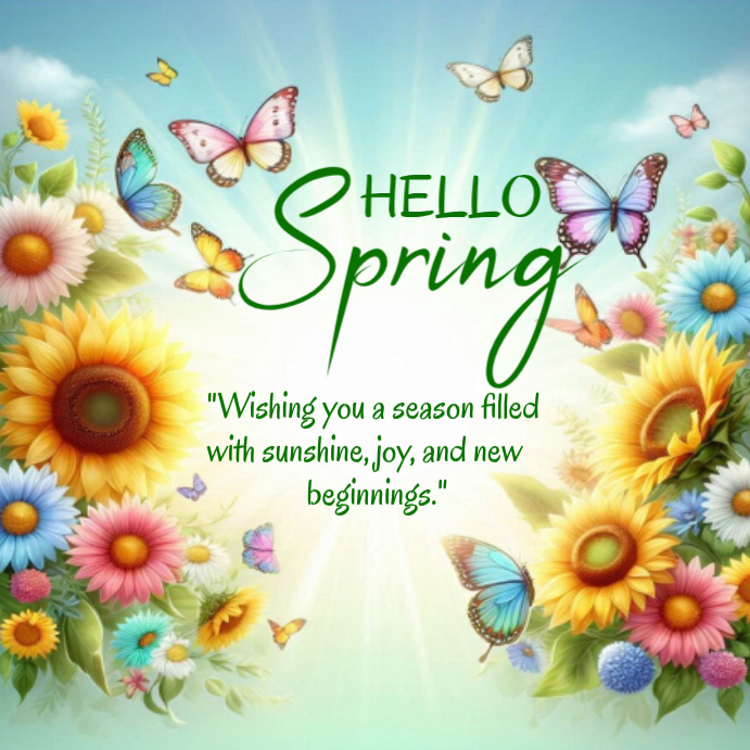 Yellow Floral Spring Greeting Instagram Post Template | PosterMyWall
