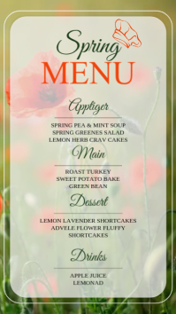 Yellow Floral Spring Menu Digital Display template