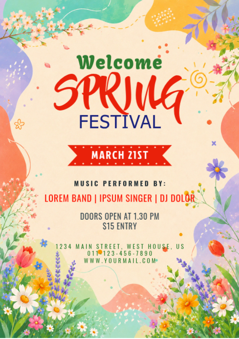 Yellow Spring Music Festival A4 Template | PosterMyWall