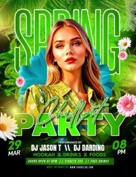 Yellow Floral Spring Party Video  Flyer (us Letter) Pamflet (Letter AS) template