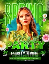 Yellow Floral Spring Party Video  Flyer (us Letter) template