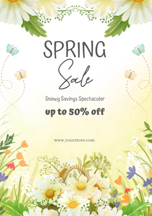 Copy of Yellow Floral Spring Sale A4 | PosterMyWall