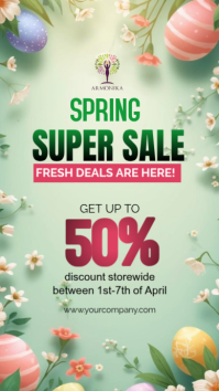 Yellow Floral Spring Sale Instagram Story template