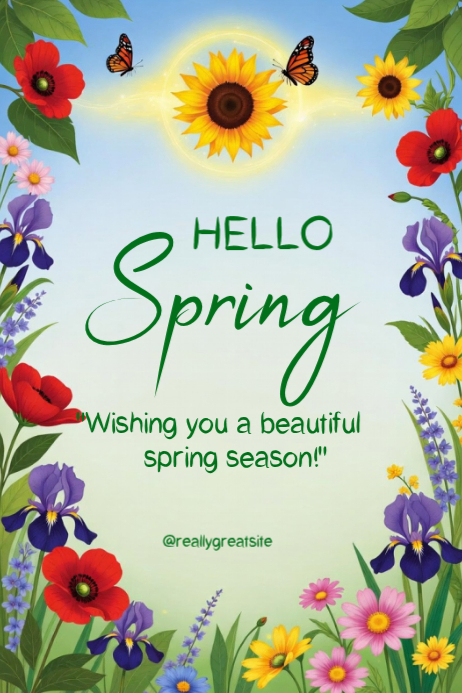 Yellow Floral Spring Season Greetings Banner 4' × 6' Template ...