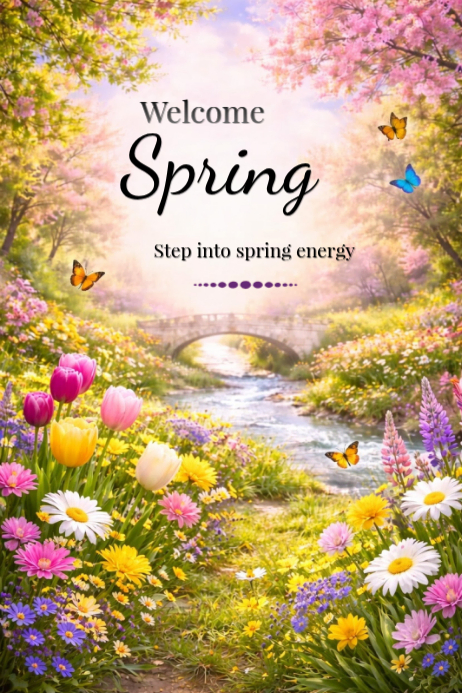 Yellow Floral Spring Welcome Poster Template | PosterMyWall