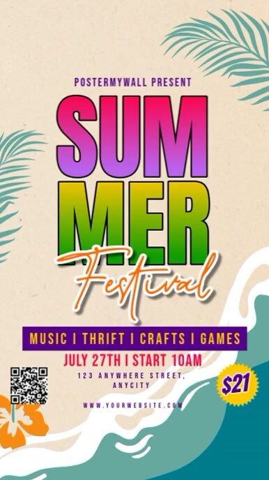 Yellow Floral Summer Festival Reel Instagram template