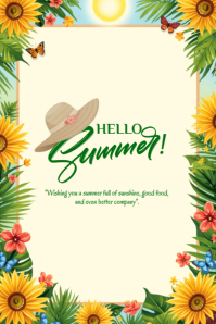 Yellow Floral Summer Greeting Banner 4' × 6' template