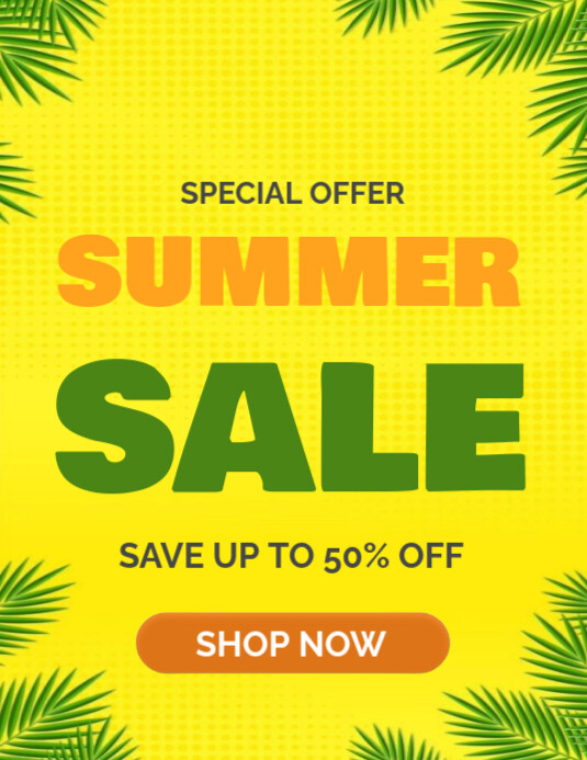 Yellow Floral Summer Sale Flyer (us Letter) 传单(美国信函) template