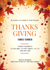 Yellow Thanksgiving Family Dinner A6 Template