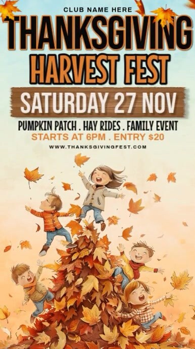 Yellow Floral Thanksgiving Harvest Festival Instagram Story template