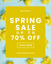 Yellow Floral Typographic Spring Sale Promotional Discount Offer Deal Instagram Portrait template