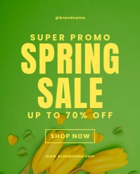 Yellow Floral Typographic Super Spring Sale Promotional Discount Offer Deal Instagram Portrait template