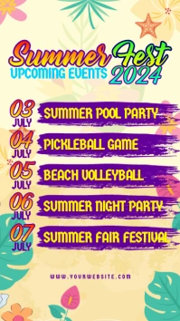 Yellow Floral Upcoming Summer Fest Events Ins เรื่องราวบน Instagram template