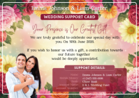 Yellow Floral Wedding Support Card A6 template