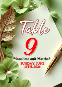Yellow Floral Wedding Table Number A6 template