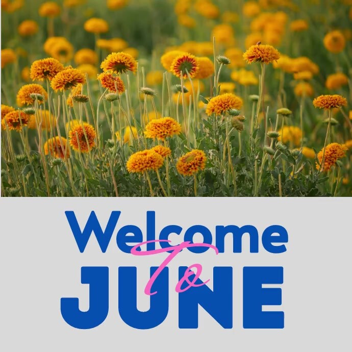 Yellow Floral Welcome To June Instagram Post Template | PosterMyWall