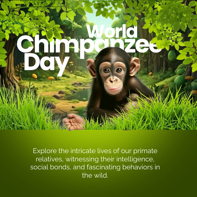 Copy of Yellow Floral World Chimpanzee Day Instagram | PosterMyWall