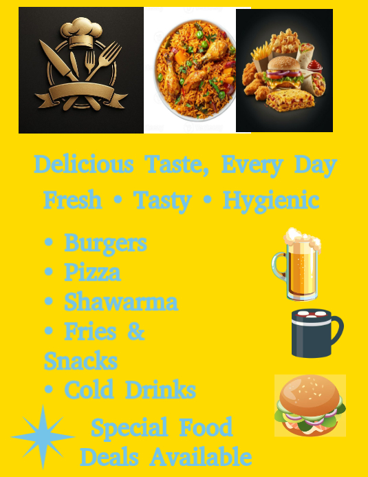Yellow Food Menu Flyer Template | PosterMyWall