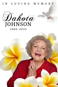 Yellow Frangipani floral funeral card template Poster