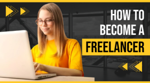 Yellow Freelancer YouTube Thumbnail Digital Display (16:9) template