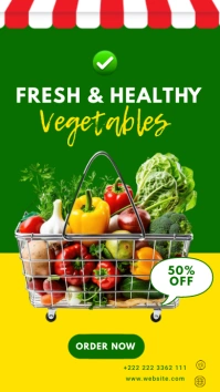 Yellow Fresh Vegetables Store Instagram Story template