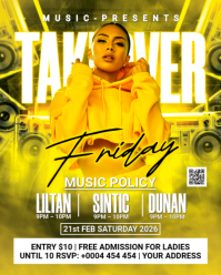 Yellow Friday Takeover Night Party Instagram Portrait template