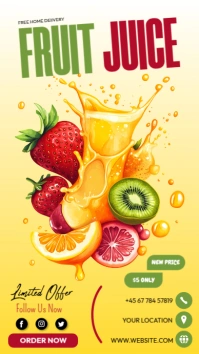 Yellow Fruit Juice Flyer Instagram Story template