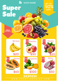 Yellow Fruit Sale Flyer  A3 template