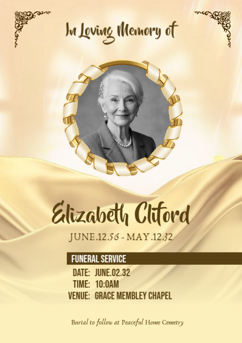 Yellow Funeral Service A4 Template | PosterMyWall