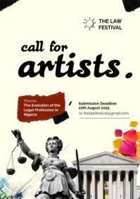 Yellow Futuristic Law Festival And Conference Call For Artists A3 template