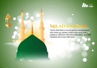 Yellow Futuristic Milad-un-nabi Greeting Card Postcard template