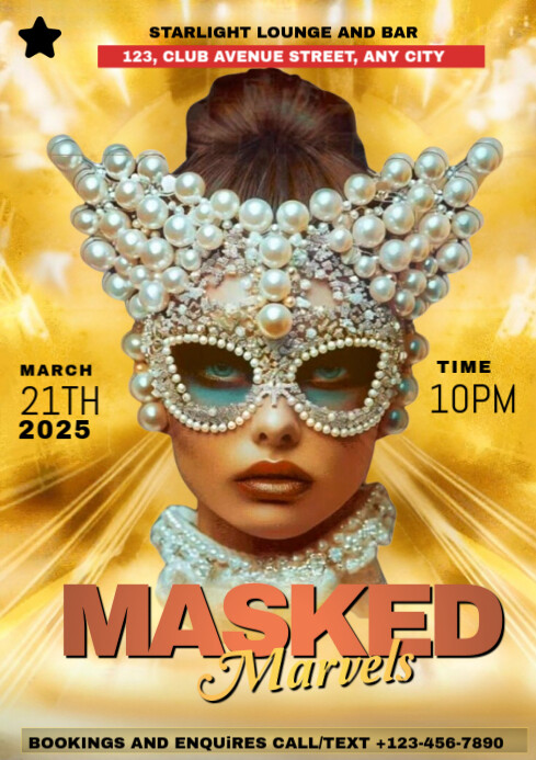 Yellow Futuristic Night Party Flyer  A3 template