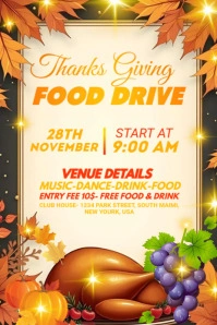 Yellow Futuristic Thanksgiving Dinner Party Pinterest Graphic template