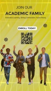 Yellow Futuristic Vibrant School Community Admissions Template Instagram Reel