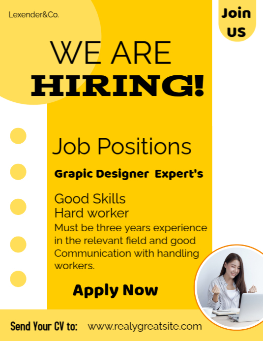 Yellow Futuristic We Are Looking Forward To New Jobs Apply Flyer (us Letter) template