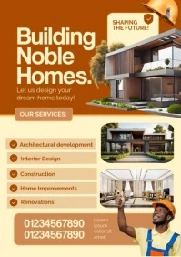 Yellow Geometric architecture interior design Building Noble Homes A3 template