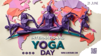 Yellow Geometric International Yoga Day Digital Display Video template