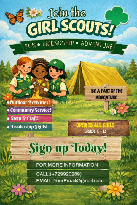 Yellow Girl Scouts Recruitment Poster Template | PosterMyWall